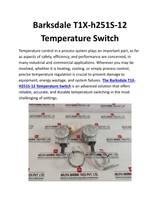 Barksdale T1X-h251S-12 Temperature Switch