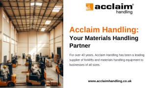 Electric Forklifts Hire, Sales and Servicing | Acclaim Handling