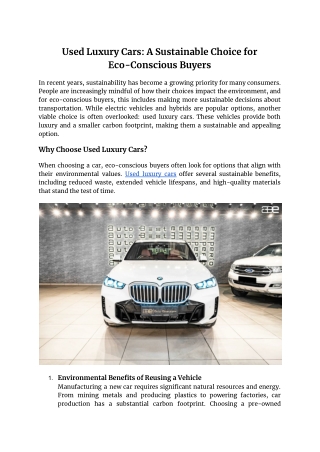 Used Luxury Cars_ A Sustainable Choice for Eco-Conscious Buyers