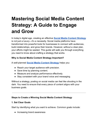 Mastering Social Media Content Strategy: A Guide to Engage and Grow