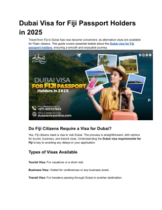 Dubai Visa for Fiji
