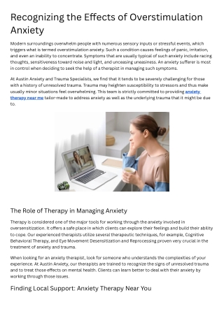 Recognizing the Effects of Overstimulation Anxiety