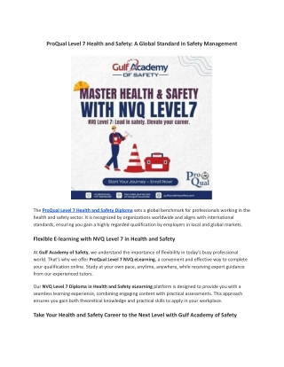 ProQual Level 7 Health and Safety: A Global Standard in Safety Management