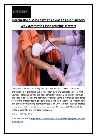 Aesthetic Laser Training International Academy Expertise