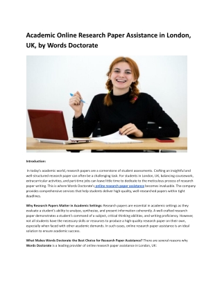 Academic Online Research Paper Assistance in London, UK, by Words Doctorate