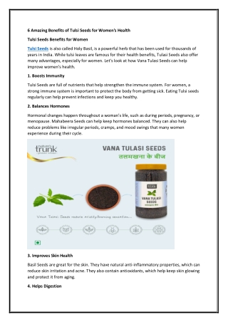 6 Amazing Benefits of Tulsi Seeds for Women's Health