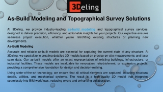 As-Build Modeling and Topographical Survey Solutions