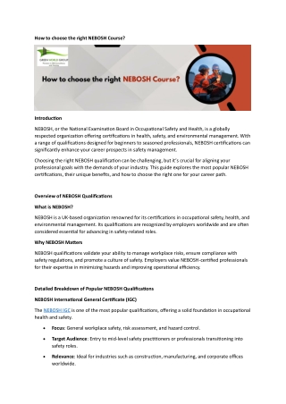 How to choose the right NEBOSH Course