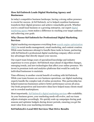 How S2VInfotech Leads Digital Marketing Agency and Businesses