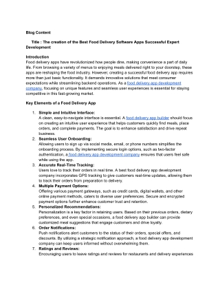The creation of the Best Food Delivery Software Apps Successful Expert Development