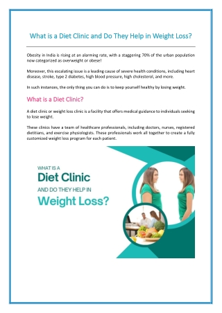 What is a Diet Clinic and Do They Help in Weight Loss