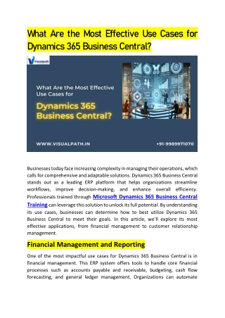 Microsoft Dynamics 365 Business Central Training | Dynamics 365