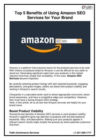 Top 5 Benefits of Using Amazon SEO Services for Your Brand