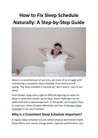 how to fix your sleep schedule in one day