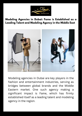 Modeling Agencies in Dubai: Fame is Established as a Leading Talent and Modeling