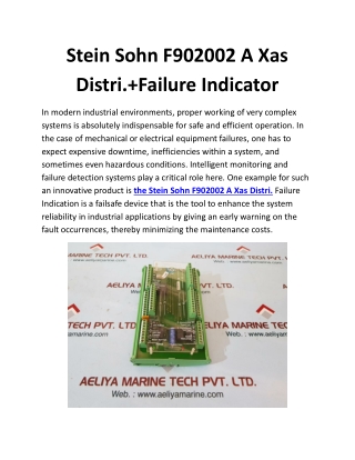 Stein Sohn F902002 A Xas Distri. Failure Indicator