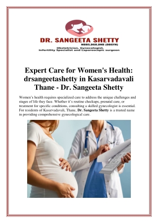 Expert Care for Women's Health: Gynecologist in Kasarvadavali Thane - Dr. Sangee