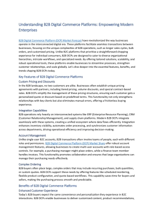 Understanding B2B Digital Commerce Platforms