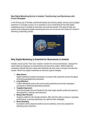 Best Digital Marketing Services in Ambala – Grow Your Business Online