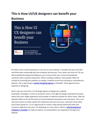 This is How UI UX designers can benefit your Business
