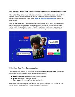 Why WebRTC Application Development is Essential for Modern Businesses