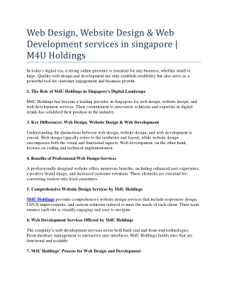 Web DesignWeb Design, Website Design & Web Development services in singapore M4U Holdings