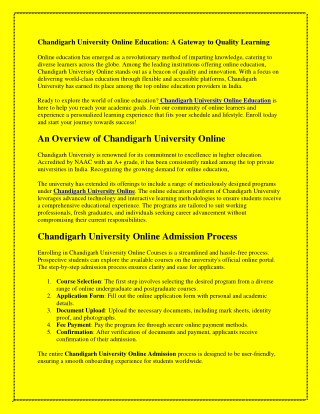 Chandigarh University Online Education