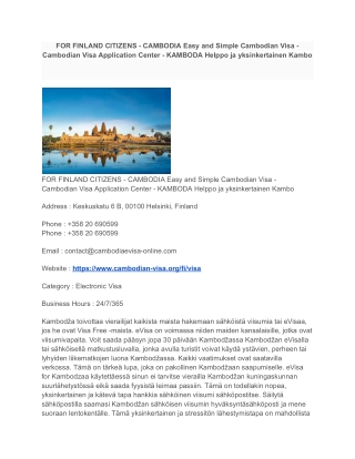 51 FOR FINLAND CITIZENS - CAMBODIA Easy and Simple Cambodian Visa - Cambodian Visa Application Center - KAMBODA Helppo j