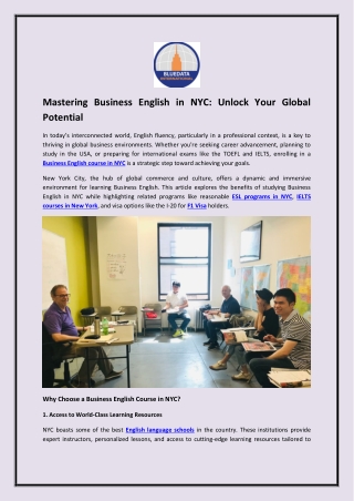 Mastering Business English in NYC - Unlock Your Global Potential