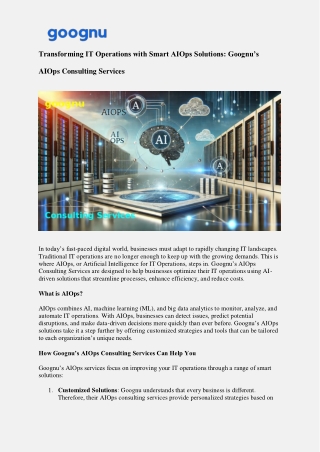 AIOps Consulting Services