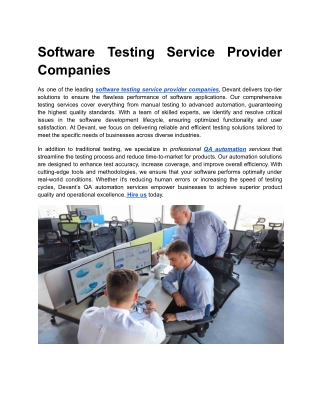 Software Testing Service Provider Companies