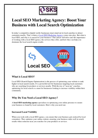 Local SEO Marketing Agency Boost Your Business with Local Search Optimization