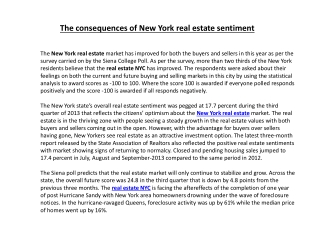 The consequences of New York real estate sentiment