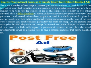 Improve Your internet business By simply Totally free Online