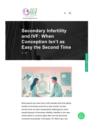 Secondary Infertility and IVF When Conception Isn’t as Easy the Second Time