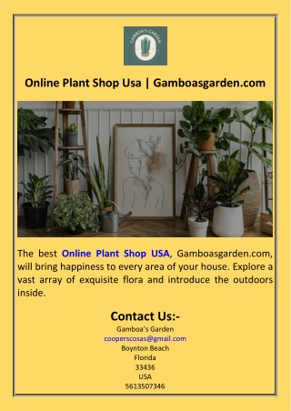 Online Plant Shop Usa  Gamboasgarden.com