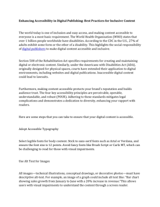 Enhancing Accessibility in Digital Publishing Best Practices for Inclusive Content