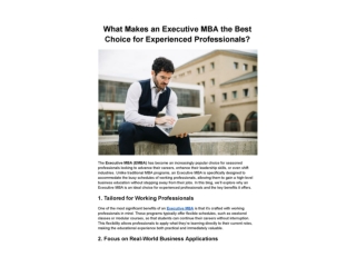 What Makes an Executive MBA the Best Choice for Experienced Professionals