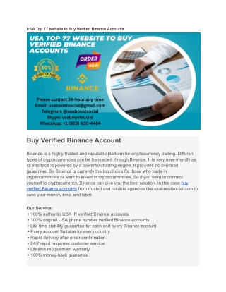 USA Top 77 website to Buy Verified Binance Accounts