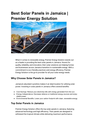 Solar Panels in Jamaica