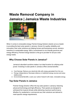 Waste Removal Company in Jamaica