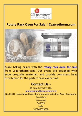 Rotary Rack Oven For Sale  Csaerotherm.com