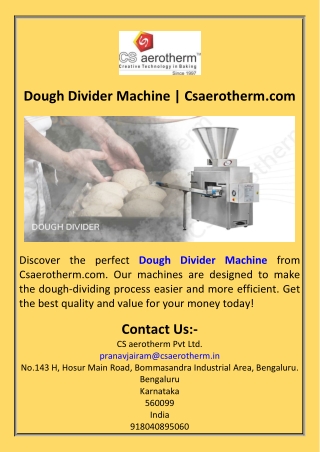 Dough Divider Machine  Csaerotherm.com