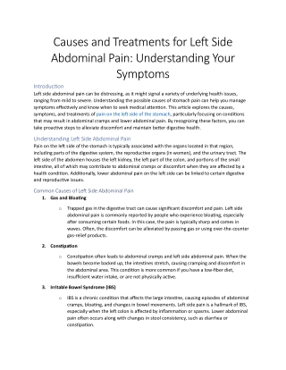 Causes and Treatments for Left Side Abdominal Pain: Understanding Your Symptoms