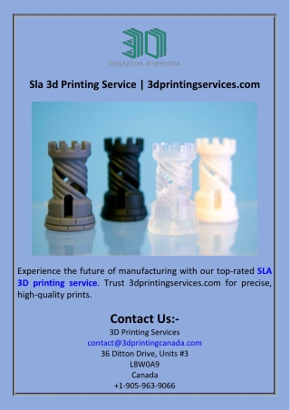 Sla 3d Printing Service  3dprintingservices.com