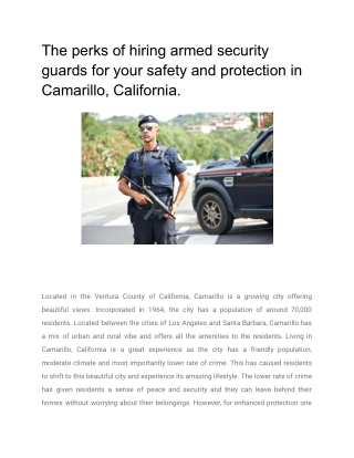 The perks of hiring armed security guards for your safety and protection in Camarillo, California