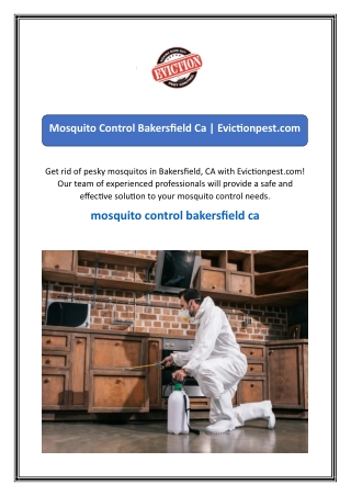 Mosquito Control Bakersfield Ca  Evictionpest