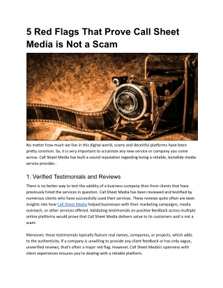 5 Red Flags That Prove Call Sheet Media is Not a Scam