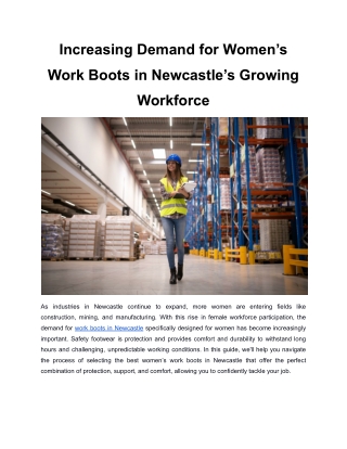 Increasing Demand for Women’s Work Boots in Newcastle’s Growing Workforce