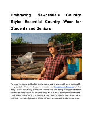 Embracing Newcastle’s Country Style_ Essential Country Wear for Students and Seniors